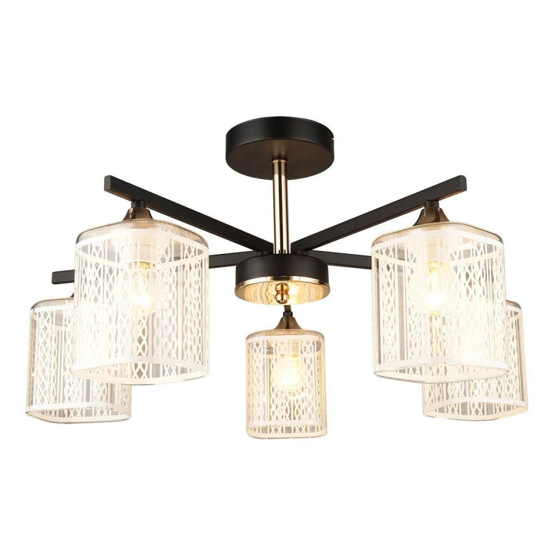 Люстра на штанге IMEX MD.4092-5-S BK+AB