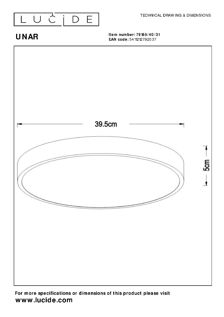 Потолочный светильник Lucide Unar 79185/40/31
