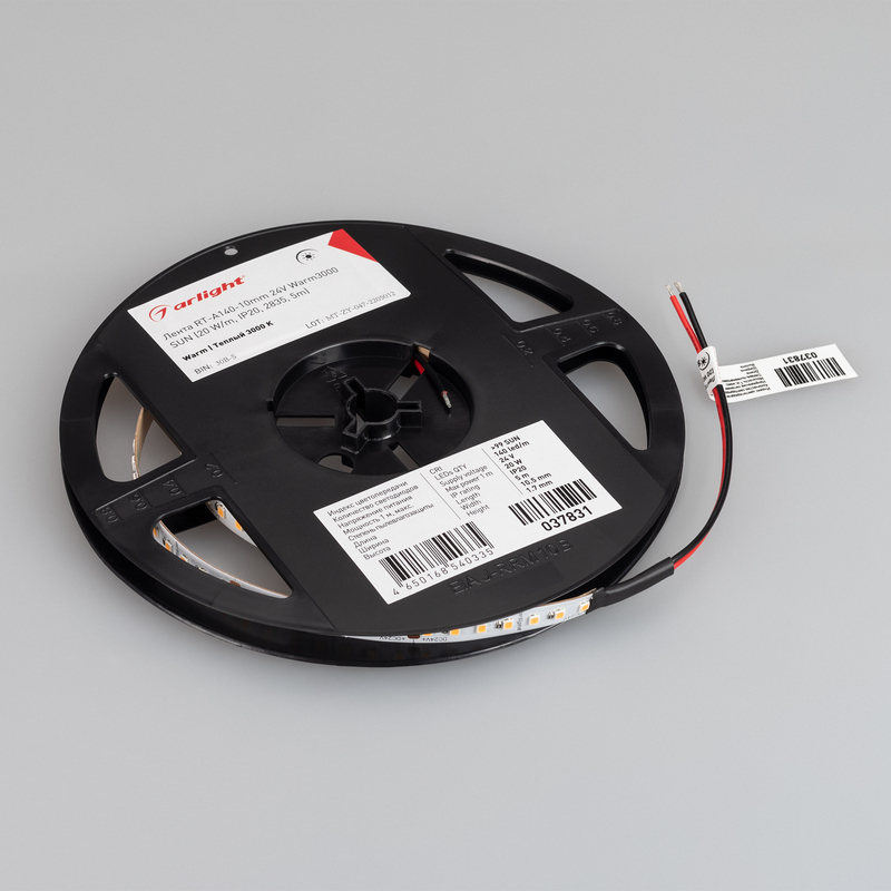 Светодиодная лента Arlight RT-A140-10mm 24V Warm3000 SUN (20 W/m, IP20, 2835, 5m) 037831