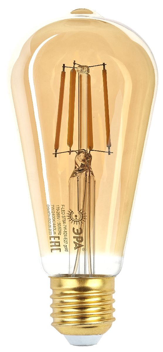 Лампа светодиодная Эра E27 7W 2400K F-LED ST64-7W-824-E27 gold Б0047664