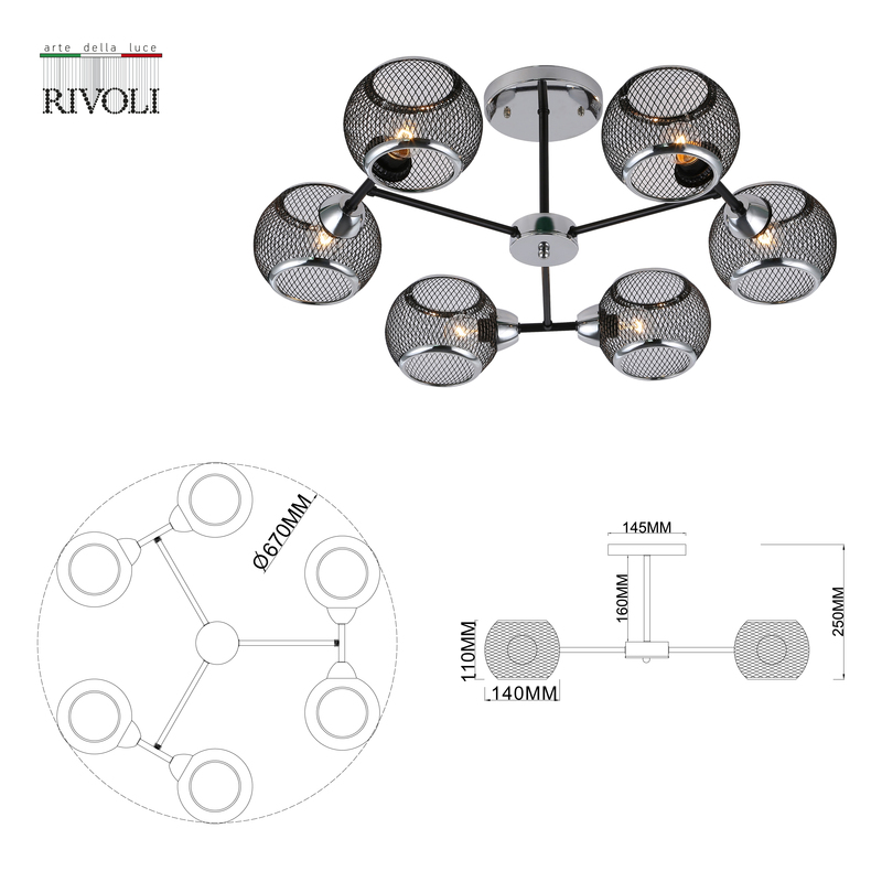Люстра на штанге Rivoli Morrigan 9143-306 Б0054883