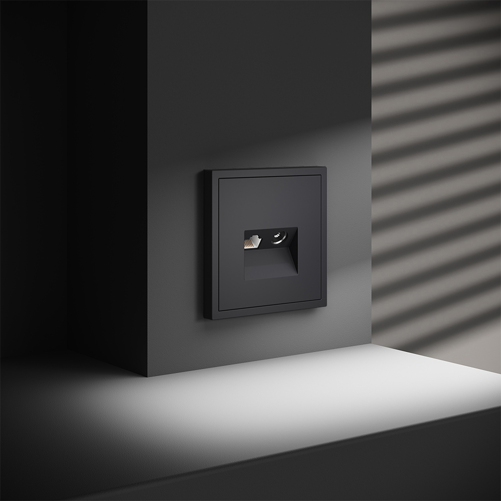 Розетка телевизионная встраиваемая Voltum S70 TV+RJ45 кат. 6, (графит) VLS060707