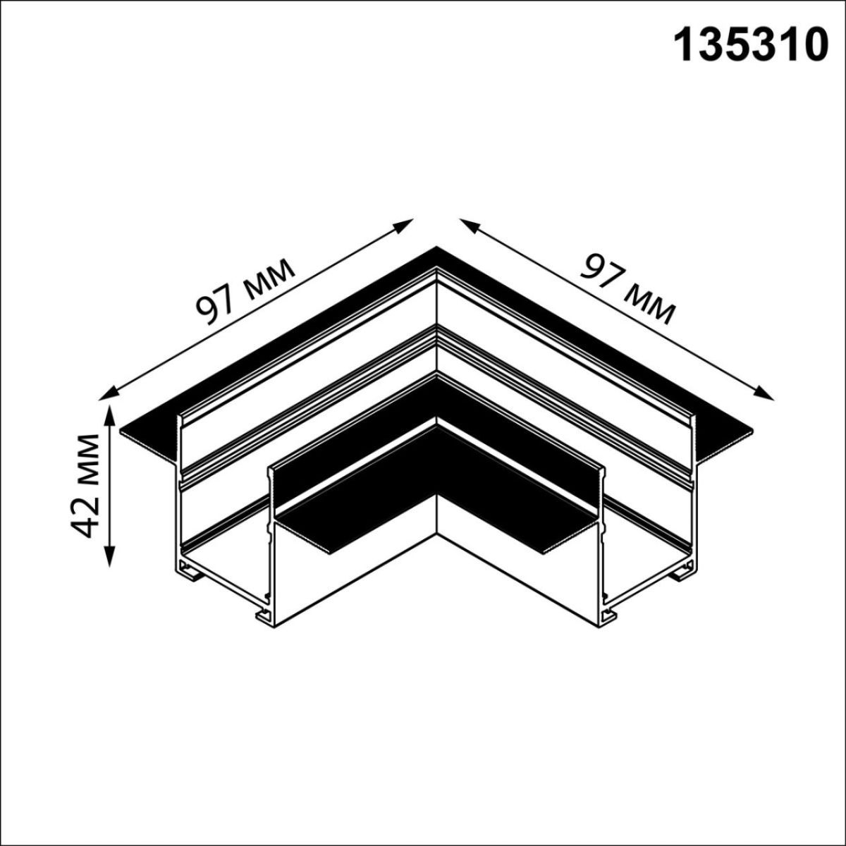 Соединитель угловой L для шинопровода встраиваемого в ГКЛ (135302-135303) Novotech Port Vector 135310