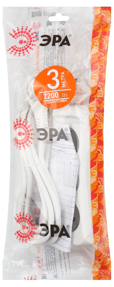 Удлинитель электрический Эра UX-3e-3m Б0035750