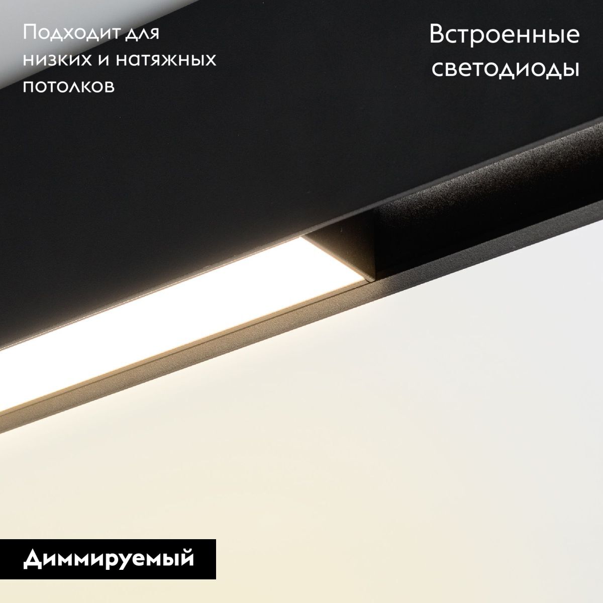 Трековый магнитный светильник Arlight MAG-FLAT-45-L205-6W Warm3000 (BK, 100 deg, 24V, DALI) 046576