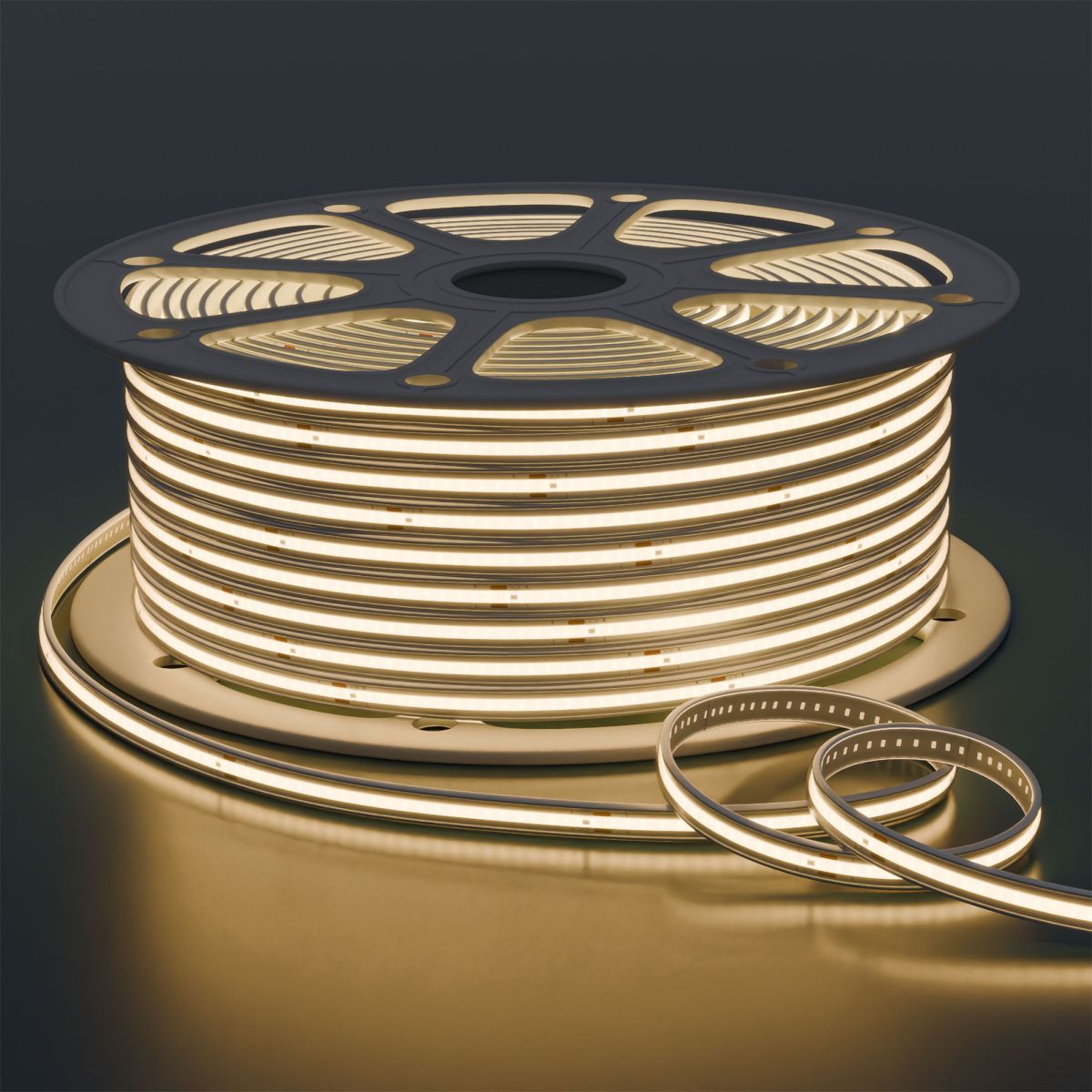 Светодиодная лента Apeyron 220В COB 9Вт/м 3000К 50м IP65 10-110