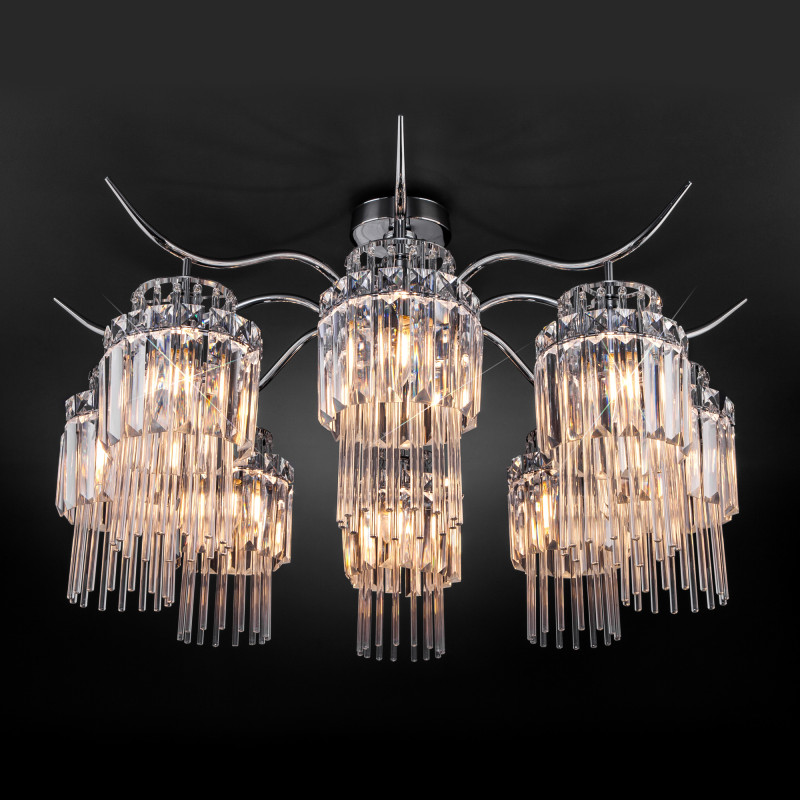 Люстра на штанге Eurosvet Sevilia 10119/8 хром/прозрачный хрусталь Strotskis