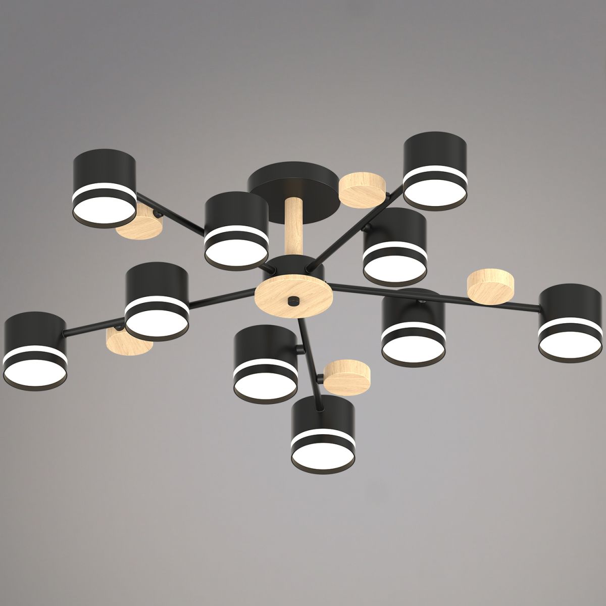 Люстра на штанге Reluce 68730-0.3-10 GX53 BK+WOOD