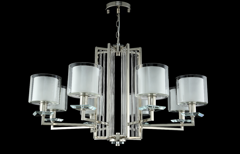 Подвесная люстра Crystal Lux Nicolas NICOLAS SP-PL8 NICKEL/WHITE