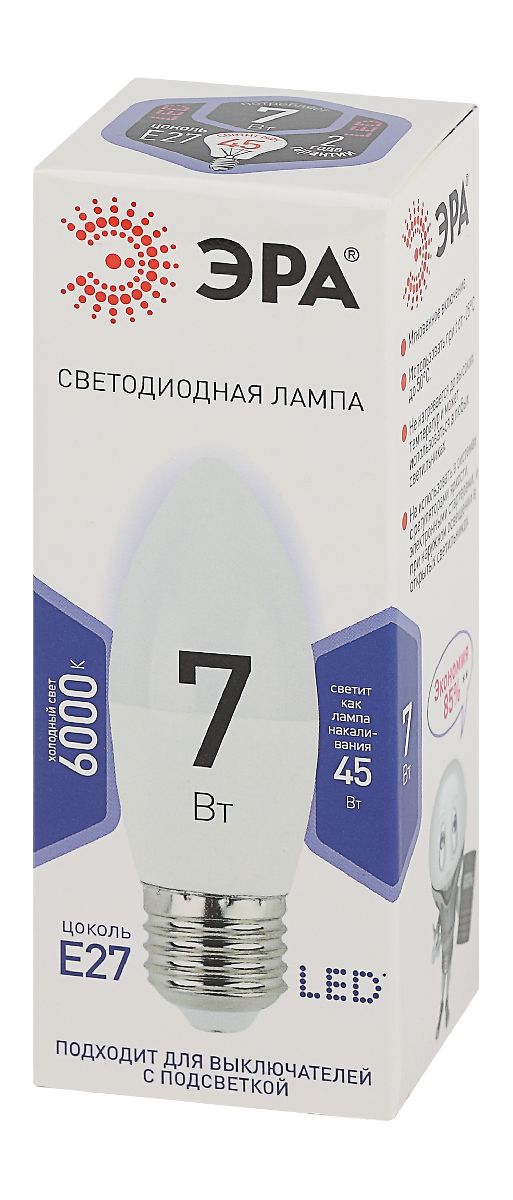 Лампа светодиодная Эра E27 7W 6000K LED B35-7W-860-E27 Б0031413