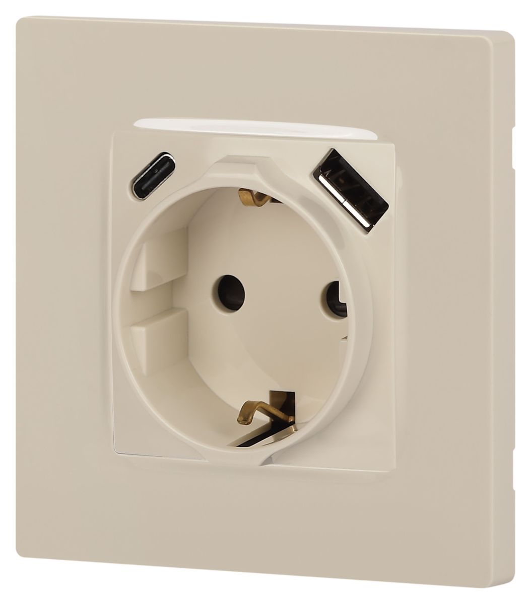 Розетка со шторками с USB type-A+C Эра 12-4108-02 Б0067731