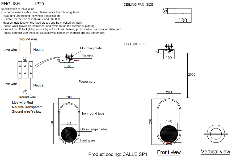 Светильник подвесной Crystal lux CALLE SP1 BRASS